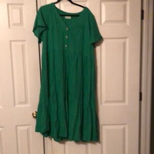 New In 3x linen tiered dress green TT